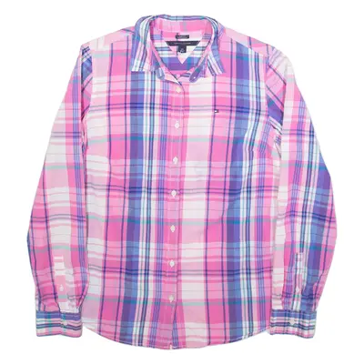 TOMMY HILFIGER Womens Shirt Pink Check Long Sleeve S
