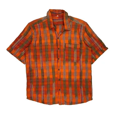 Unbranded Checked Short Sleeve Shirt - XL Orange Cotton