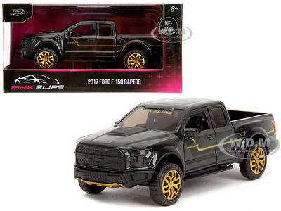 2017 Ford F-150 Raptor Pickup Truck Black Metallic with Gold Stripes \