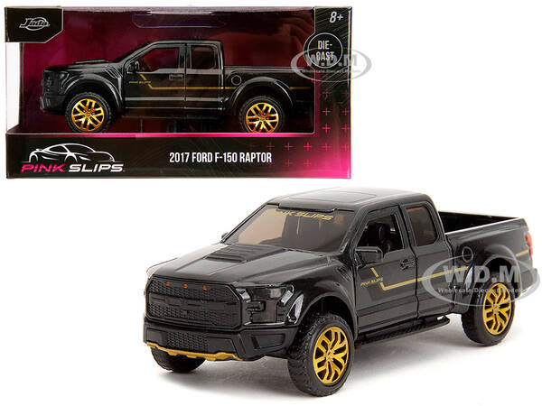 2017 Ford F-150 Raptor Pickup Truck Black Metallic with Gold Stripes \