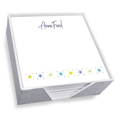 Starry Night Memo Square - White with holder