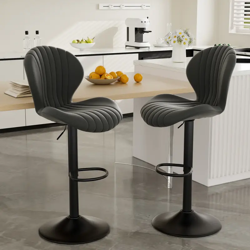Kerilyn Bar Stools Set of 2 Modern Swivel Bar Chairs, Barstools Counter Height with High Backrest, Easy 3-5 Minute Assembly f...