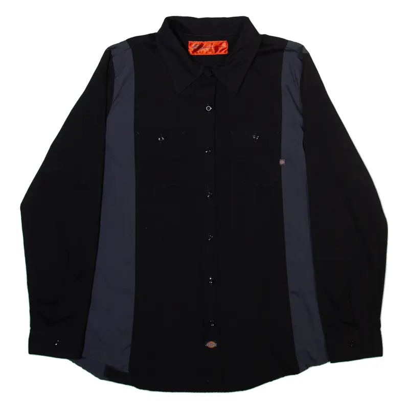 DICKIES Womens Plain Shirt Black Long Sleeve L