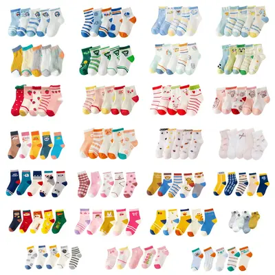 100 Different Socks 5Pairs New Design Kids Socks, Cartoon Cute Playful, Soft Breathable Stretchy for Baby and Toddler, Non-sl...