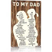 Fathers Day Dad Gifts from Daughter - To Dad Tin Metal Sign Wall Art Retro Gifts for Dad Home Decor for Birthday Christmas Th...