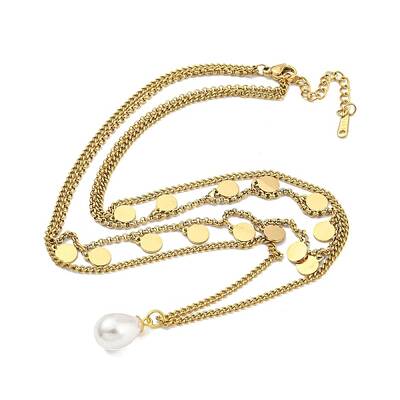 Ion Plating(IP) 201 Stainless Steel Double Layer Necklaces