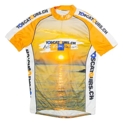 CUORE Full Zip Cycling Mens Jersey Orange High Neck XL