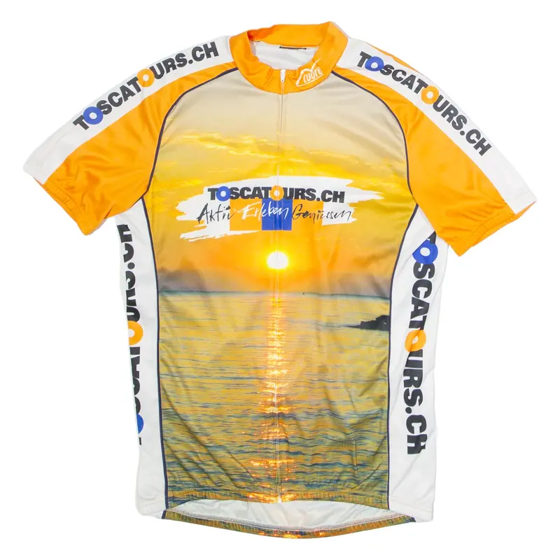 CUORE Full Zip Cycling Mens Jersey Orange High Neck XL