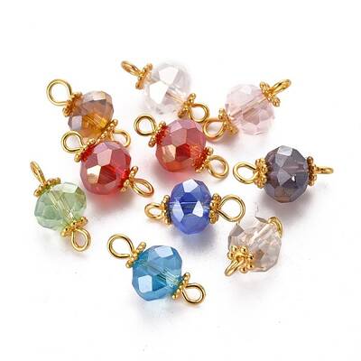 Faceted Rondelle Glass Links Connectors