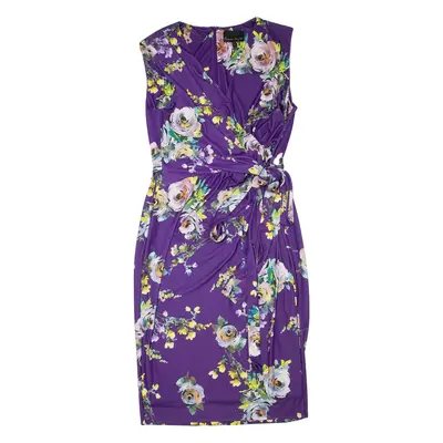 PHASE EIGHT Womens Wrap Dress Purple Floral Sleeveless Knee Length UK 14
