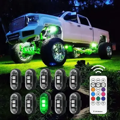 Remote Control RGB LED Car Light, USB Rechargeable Car Decorative Light, Waterproof Car Light Colors 10 Modes for Car, Motor...
