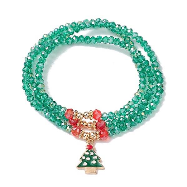 Faceted Glass Beaded Stretch Wrap Bracelets
