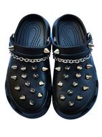 Fashionable Punk Style Chain & Spiked Studded Design Shoes Croc Charms, 2024 Comfort Diy Shoes Decoration for Sandals and Cro...