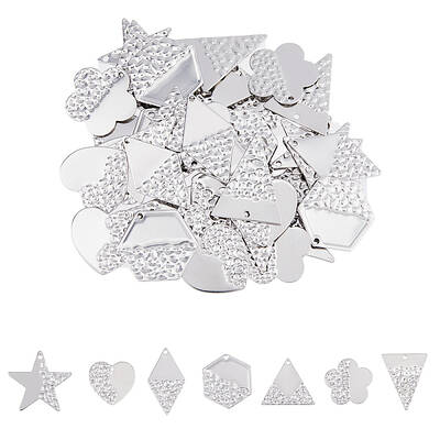 56Pcs 7 Style 304 Stainless Steel Pendants