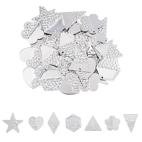 56Pcs 7 Style 304 Stainless Steel Pendants