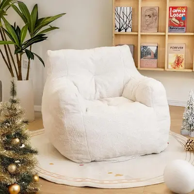 Shilucheng Fluffy Memoryfoam Beanbag Chairs - Soft Teddy Fabric with Fluffy Shredded Foam - Modern Assembled Lounger Sofa for...