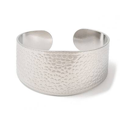 Non-Tarnish 304 Stainless Steel Textured Wide Cuff Bangles for Women