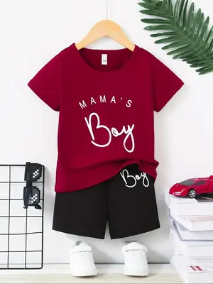 Two-piece Set Boy's Letter Print Short Sleeve Tee & Shorts, Casual Round Neck T-shirt & Shorts for Summer, Kids Clothes for D...