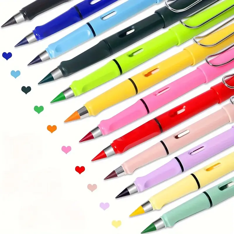 12pcs Forever Pencil with Erase,  Long Lasting Writing Infinity Pencil, Office Stationery & Supplies