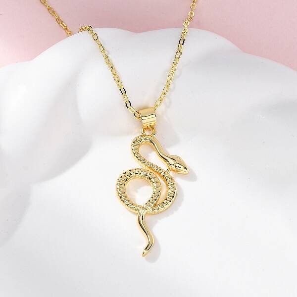 Brass Snake Pendant Cable Chain Necklaces for Women