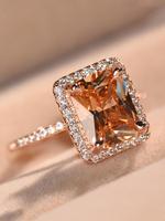 Women's Elegant Rhinestone Decorated Square Design Ring, Princess Ring, Hot Fashion Jewelry for Party, Daily Clothing Decor, ...