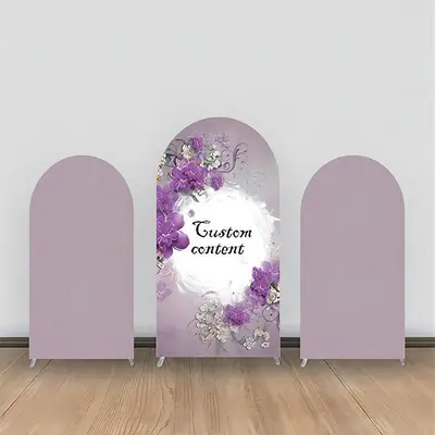 Elegant Purple Folral White Leaf Arch Backdrop Kit - Aperturee
