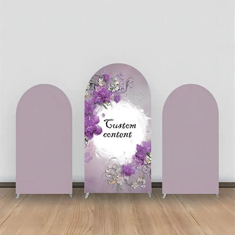 Elegant Purple Folral White Leaf Arch Backdrop Kit - Aperturee