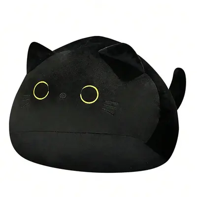 Black Cat Plush Toy, Soft Stuffed Decoration, Children's Companion Comfort Toy, Gift for Her, Men's Gift
