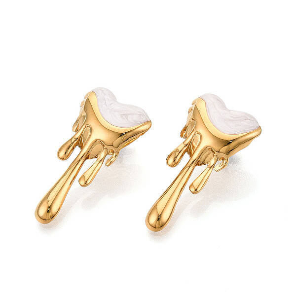 Heart 304 Stainless Steel Enamel Stud Earrings