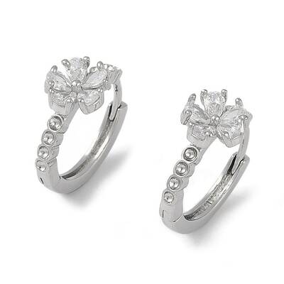 Flower Glass Hoop Earrings