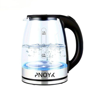 Electric Glass Kettle - 63.49oz 1000W Fast Boil Water Boiler for Coffee & Tea, Borosilicate Glass, Easy-Clean Wide Mouth, Aut...