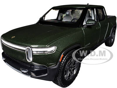 Rivian R1T Pickup Truck Dark Green Metallic with Sunroof Special Edition Series 1/18 Diecast Model Car by Maisto
