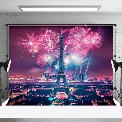 Paris Eiffel Tower Sparkler Night View Party Backdrop - Aperturee
