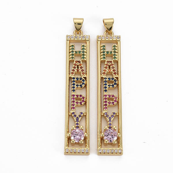 Brass Micro Pave Cubic Zirconia Pendants