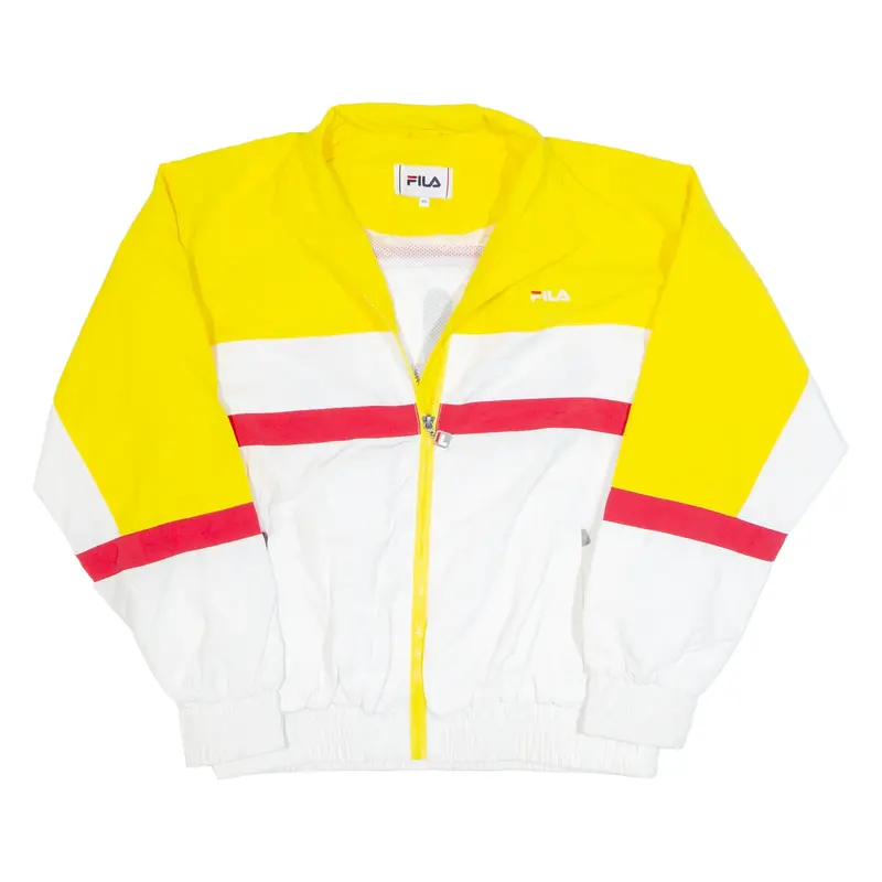 FILA Mesh Lined Oversized Mens Track Jacket Yellow Colourblock XS