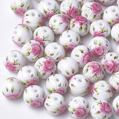 Printed & Spray Painted Glass Beads