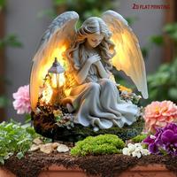Acrylic Angel Wishing Garden Stake, Flat Print 3D Pattern Bohemian Elf Theme Lawn Planter Decoration, Exterior Decorative Sta...