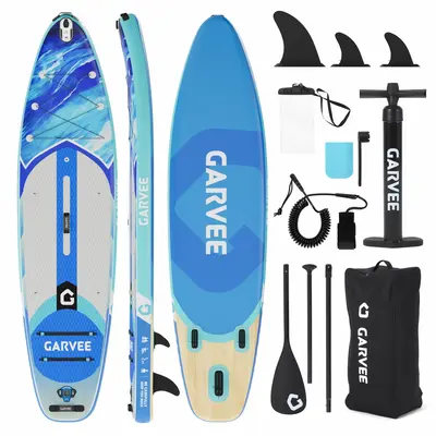 Garvee 10.6' Inflatable Stand Up Paddle Board - 450 lbs Capacity SUP with 3 Fins, Adjustable Paddle, Pump & Backpack, Stable ...