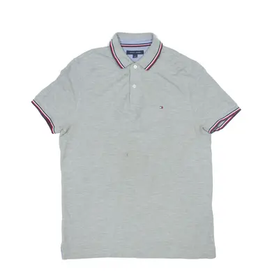 TOMMY HILFIGER Polo Shirt Grey Short Sleeve Mens L