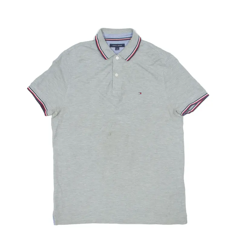 TOMMY HILFIGER Polo Shirt Grey Short Sleeve Mens L