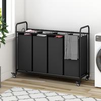 2 Bag 3 Bag 4 Bag Laundry Basket Sorter Laundry Hamper Cart with Heavy Duty Rolling Lockable Wheels and Removable Bags Organi...