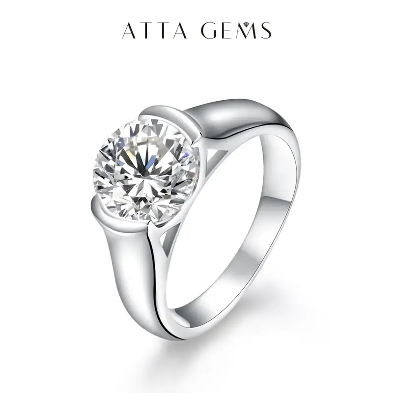 Classic Ronud Cut 3.0ct-2.0ct Synthetic Moissanite Ring for Women Engagement Wedding Fine Jewelry R113