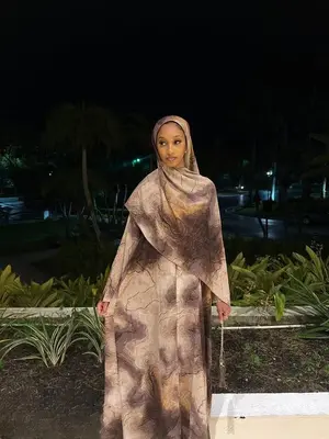 Brown Watercolor Abaya Set