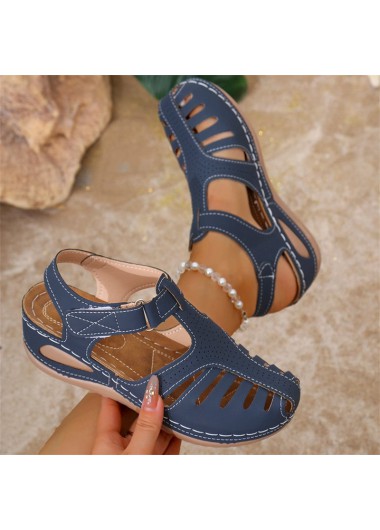 Modlily Blue Closed Toe Low Heel Sandals - 42