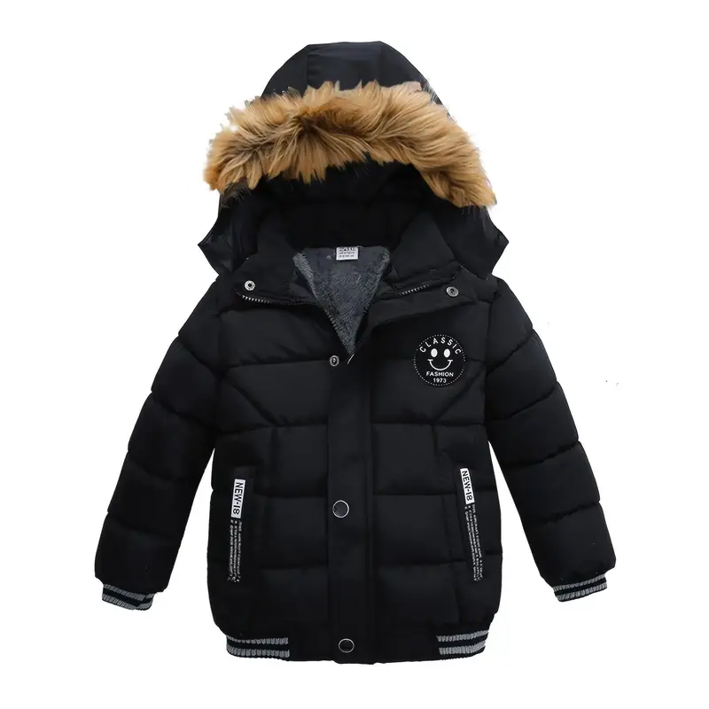 [Boys' Winter Jacket] Warm & Windproof Boys' Heavy-Duty Winter Jacket with Hood |   Black Outerwear for Toddler &  (1-6 Years...