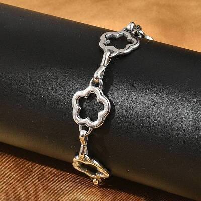 304 Stainless Steel Flower Link Chains Bracelets for Men & Women
