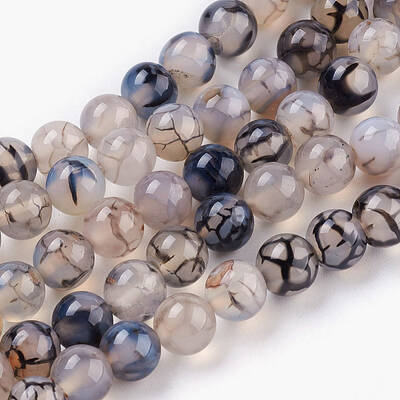 Round Natural Dragon Veins Agate Beads Strands