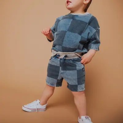 Kids Shorts - Blue Denim Check