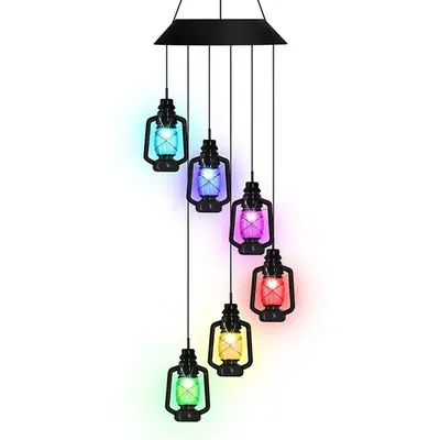Christmas Solar Powered Color Changing Lantern, LED Lantern Wind Chime Light, Outdoor Garden Hanging Light For Garden, Yard, ...