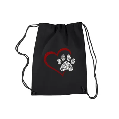 Paw Heart - Drawstring Backpack - SMALL - Black